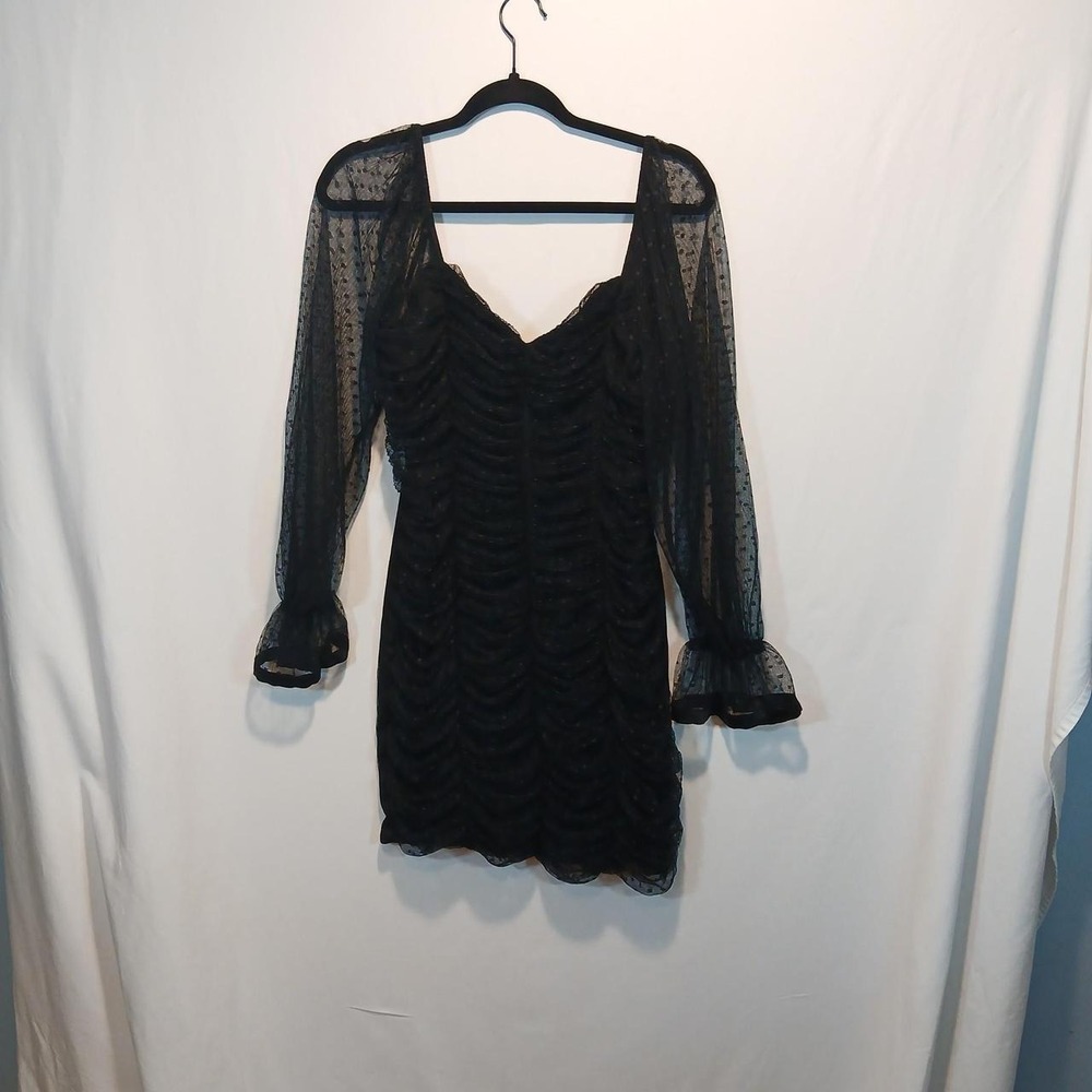 Haute Monde L mini dress polka dot sheer emo 80s gothic beetlejuice goth